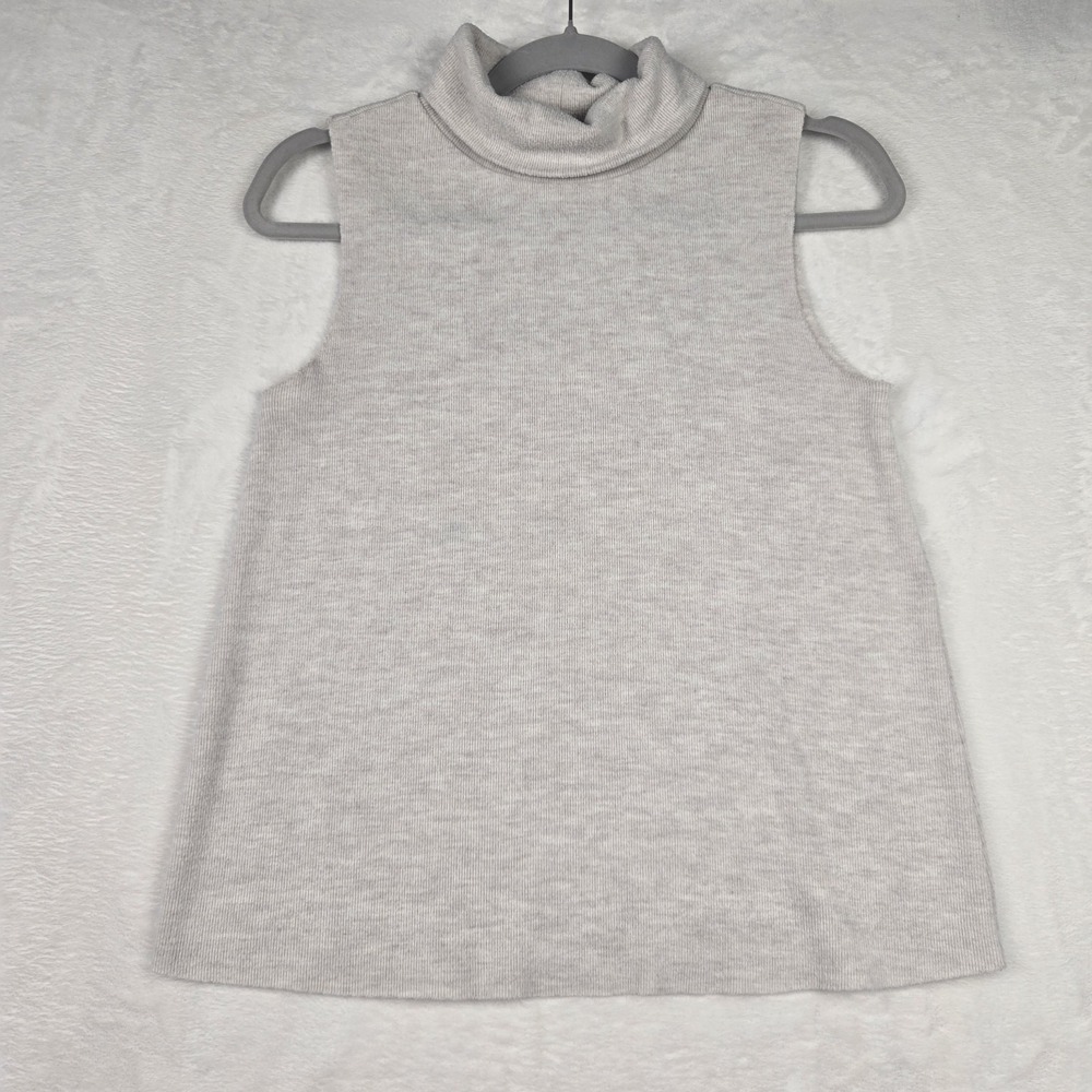 Zara Womens Cream Ribbed Turtle‎ Neck Blouse Size Medium Ribbed